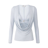 Maglia donna in jersey crêpe con logo gioiello