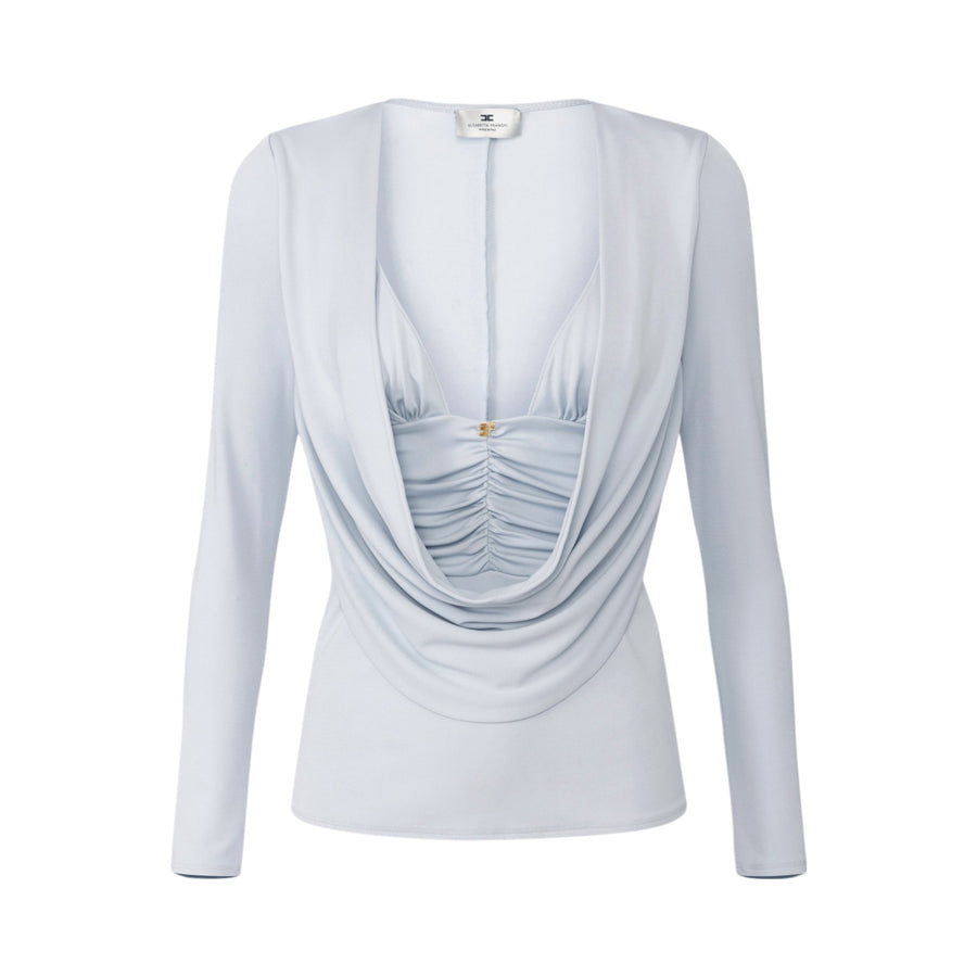 Maglia donna in jersey crêpe con logo gioiello