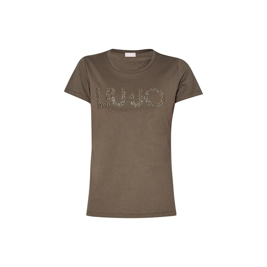 T-shirt donna con logo e applicazioni