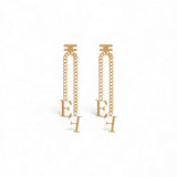 Orecchini donna con catena pendente e logo