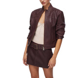 Giacca donna in pelle con stringhe