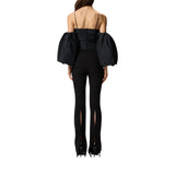 Top donna corto con maniche a palloncino