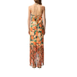 Abito donna lungo con frange e stampa Botanic Garden