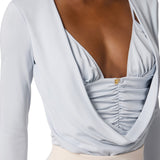 Maglia donna in jersey crêpe con logo gioiello