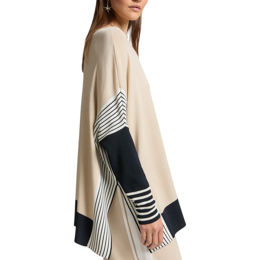 Maglia donna over colour block con righe