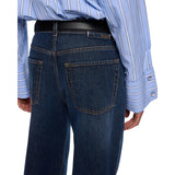 Jeans donna wide leg con piega stirata