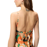 Abito donna lungo con frange e stampa Botanic Garden
