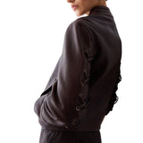 Giacca donna in pelle con stringhe