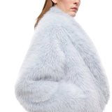Giacca donna blouson effetto pelliccia con cintura