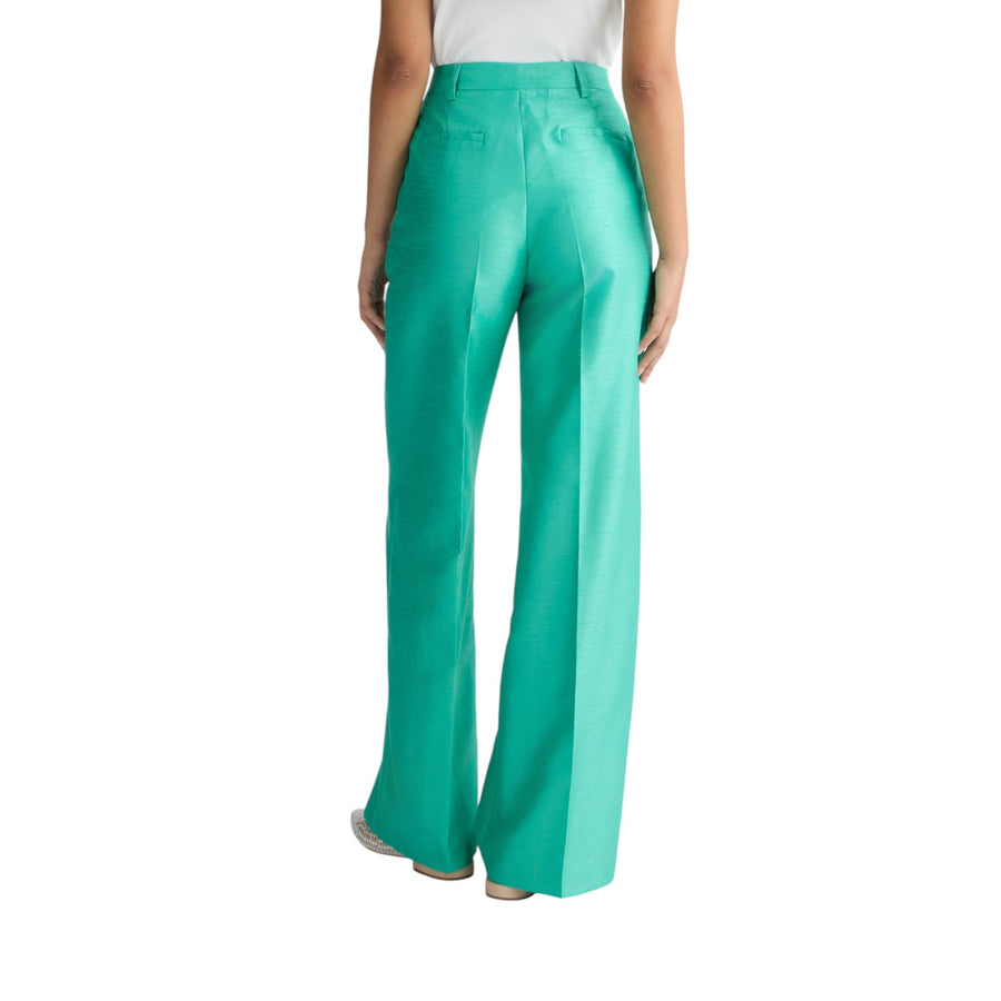 Pantaloni donna lunghi verdi in shantung