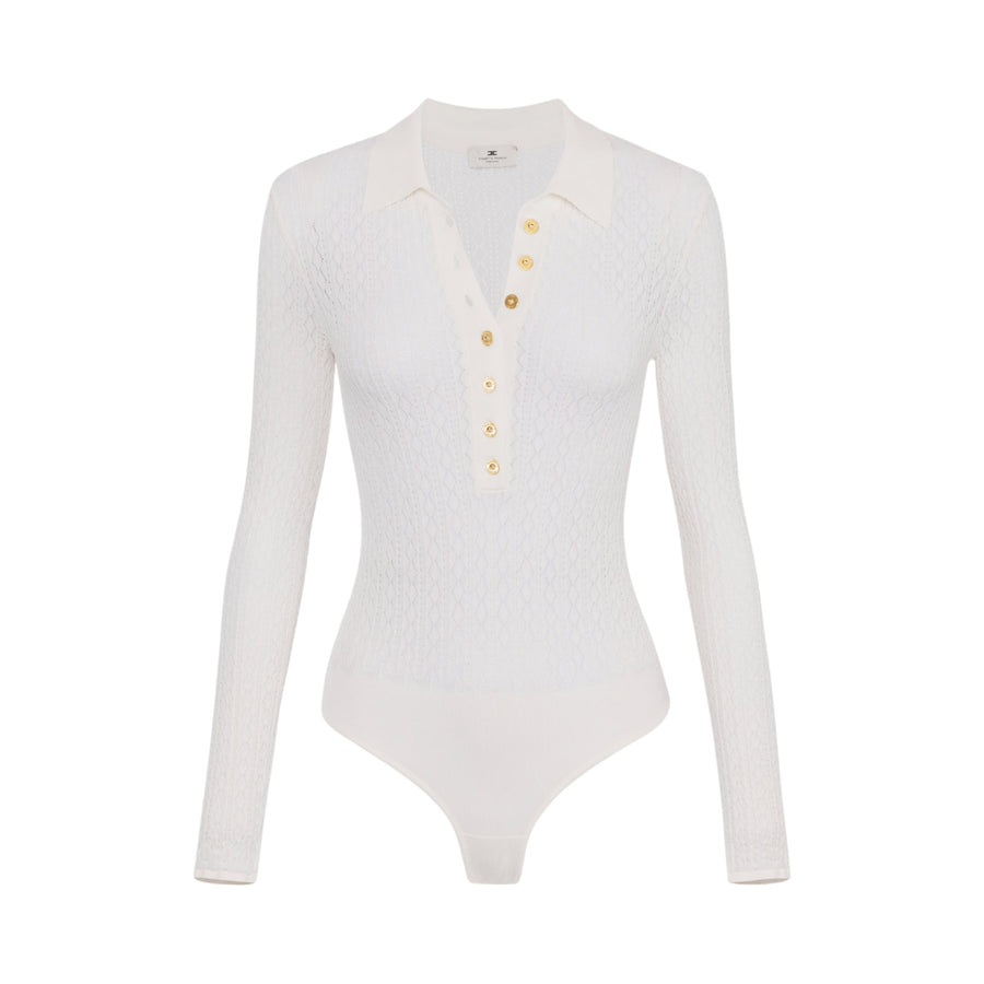Body donna in punto pizzo con colletto