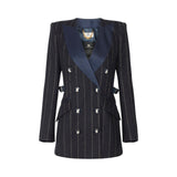 Cappotto donna gessato in panno di lana