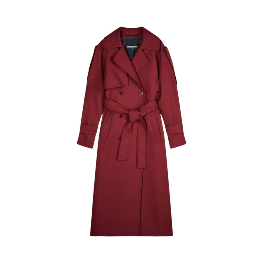 Cappotto donna trench bicolore in lana