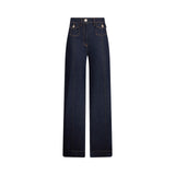 Jeans donna flare a vita alta con tasche