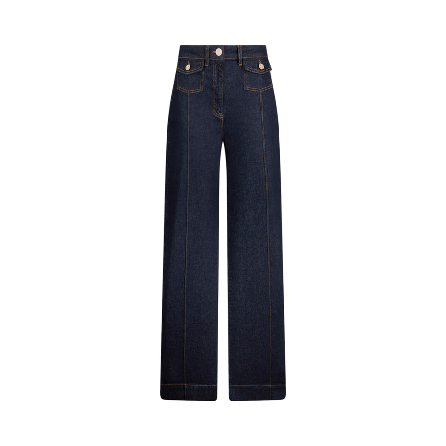 Jeans donna flare a vita alta con tasche