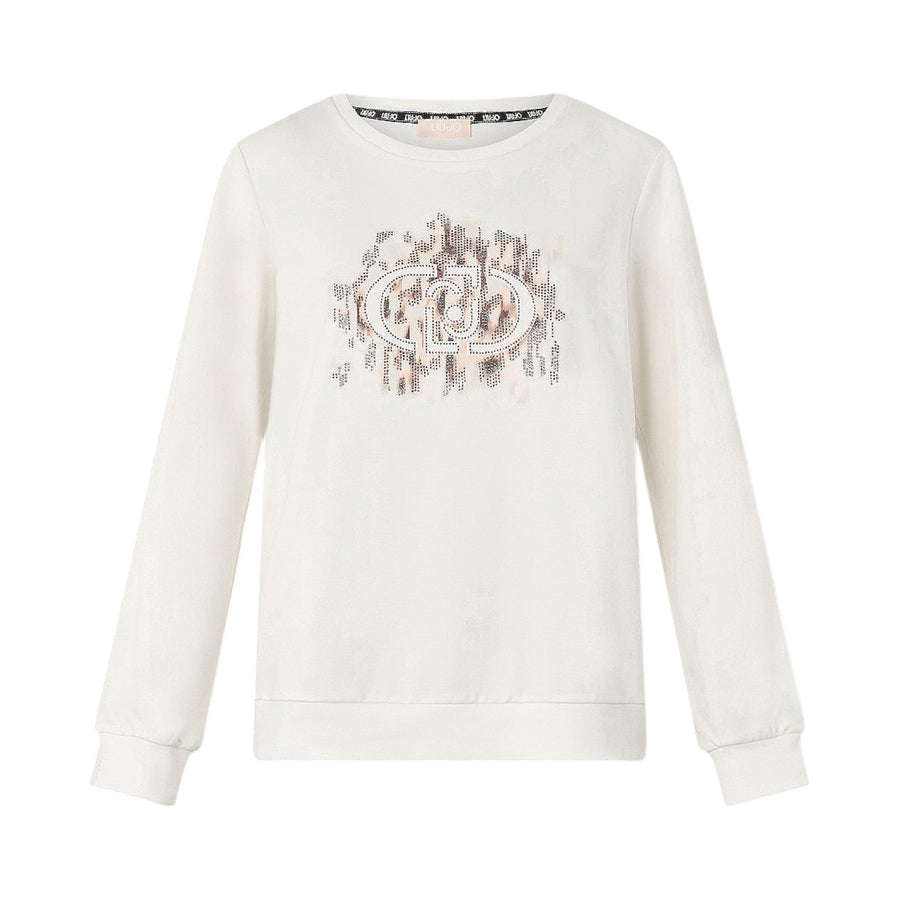 Felpa donna con logo animalier e strass