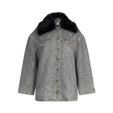 Giacca donna con colletto in pelliccia sintetica