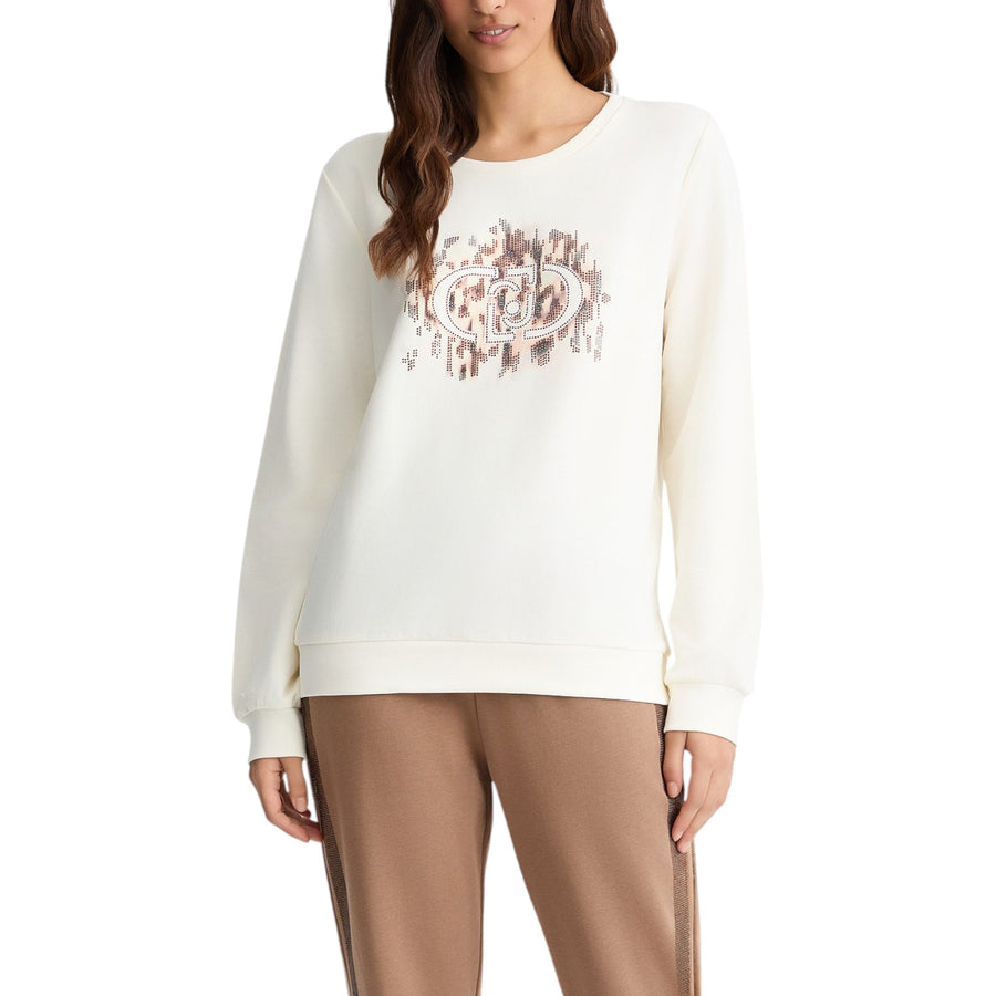 Felpa donna con logo animalier e strass