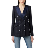 Cappotto donna gessato in panno di lana