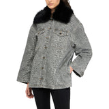 Giacca donna con colletto in pelliccia sintetica