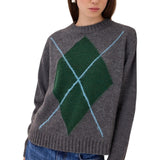 Maglia donna girocollo con motivo a rombo