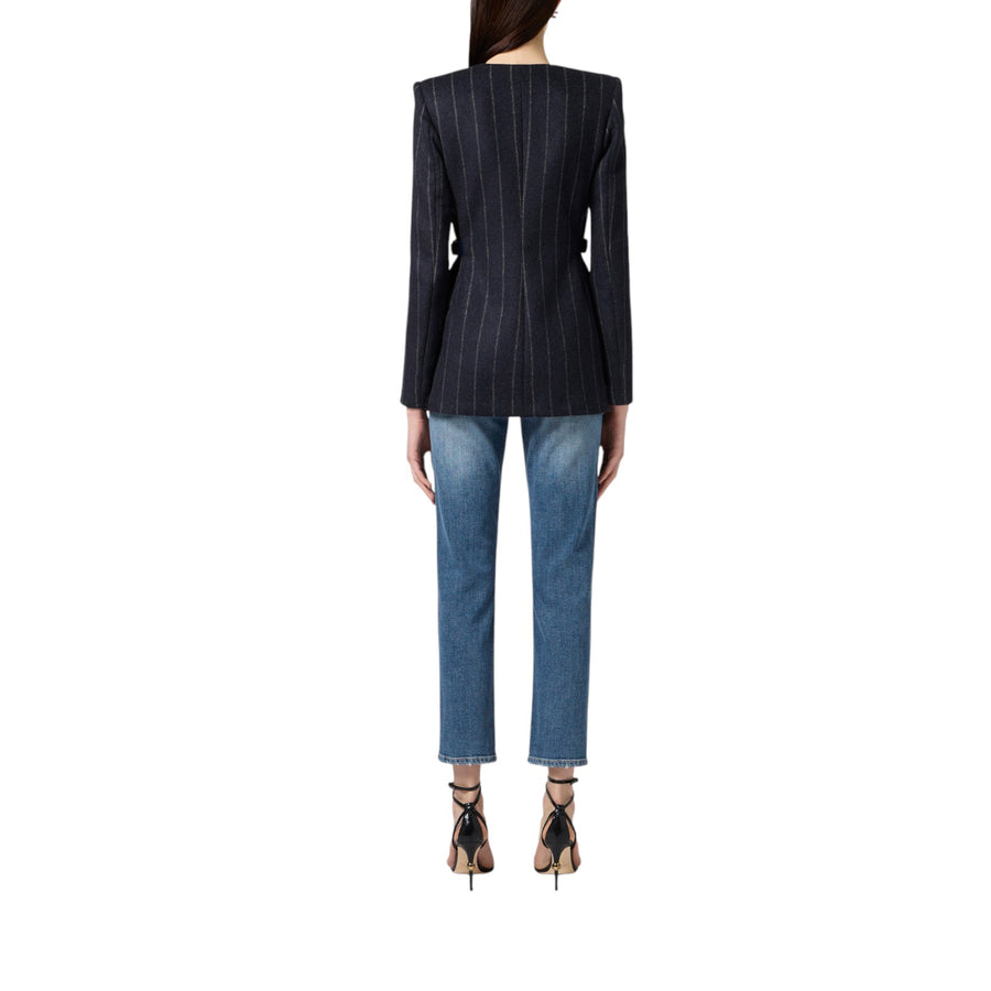 Cappotto donna gessato in panno di lana