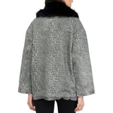 Giacca donna con colletto in pelliccia sintetica