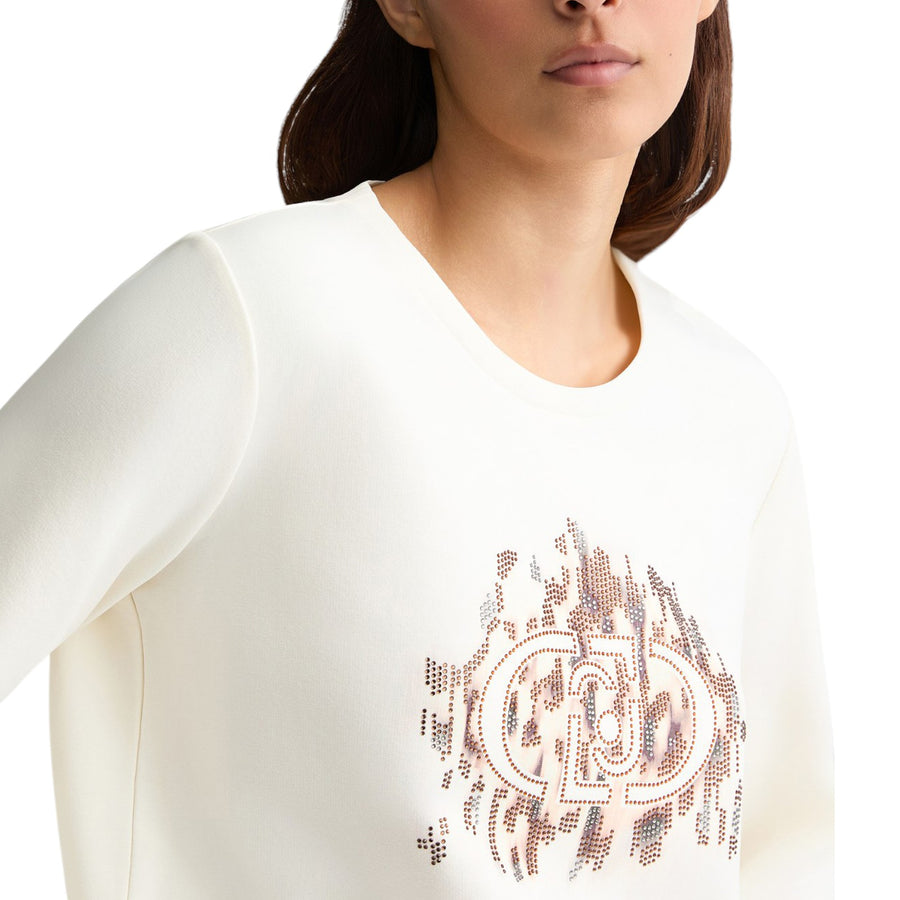 Felpa donna con logo animalier e strass