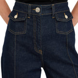 Jeans donna flare a vita alta con tasche