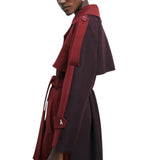 Cappotto donna trench bicolore in lana
