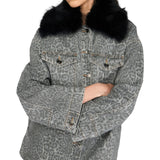 Giacca donna con colletto in pelliccia sintetica