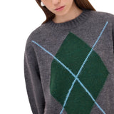 Maglia donna girocollo con motivo a rombo