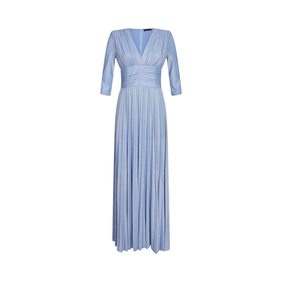 Vestito donna lungo plissé azzurro