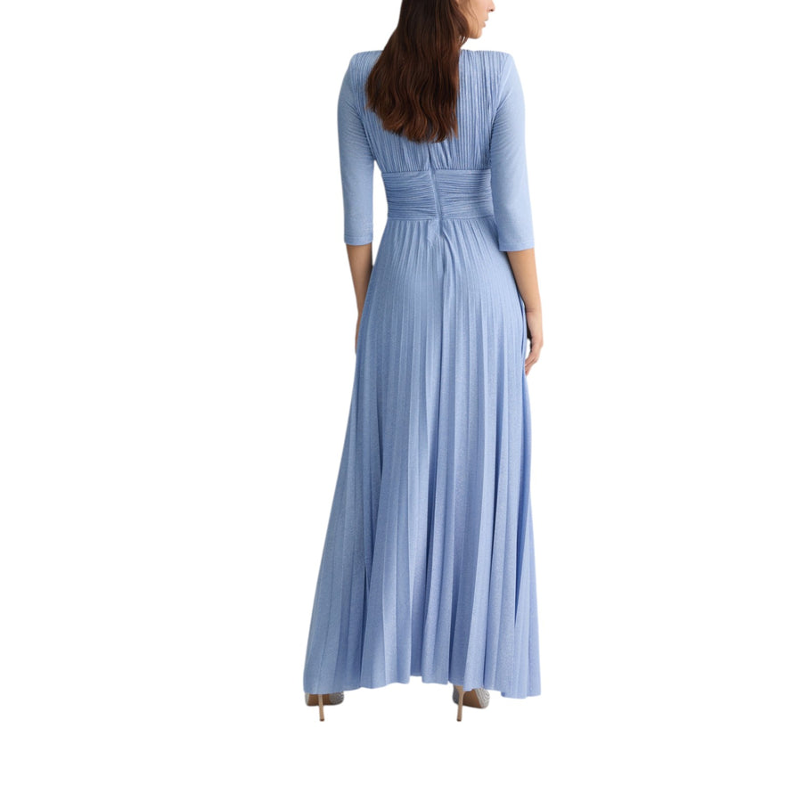 Vestito donna lungo plissé azzurro