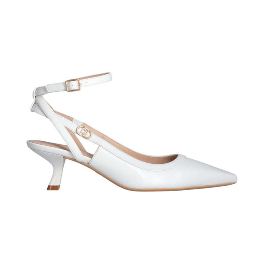 Slingback donna bianche con tacco basso