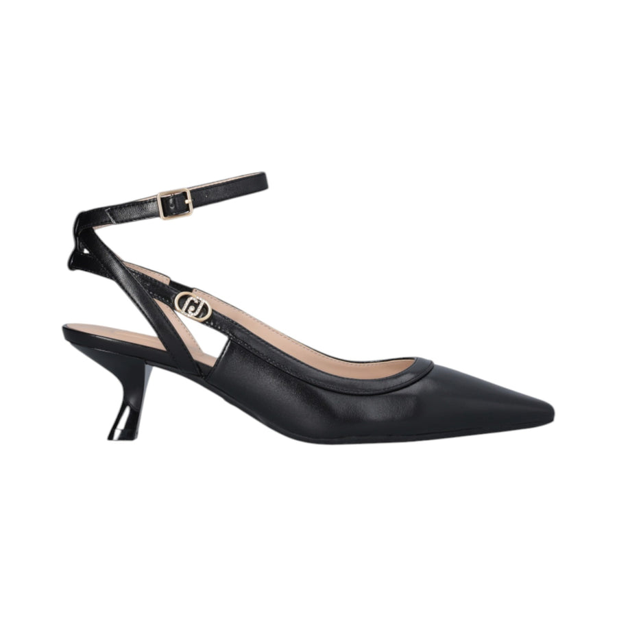 Slingback donna nero con tacco basso