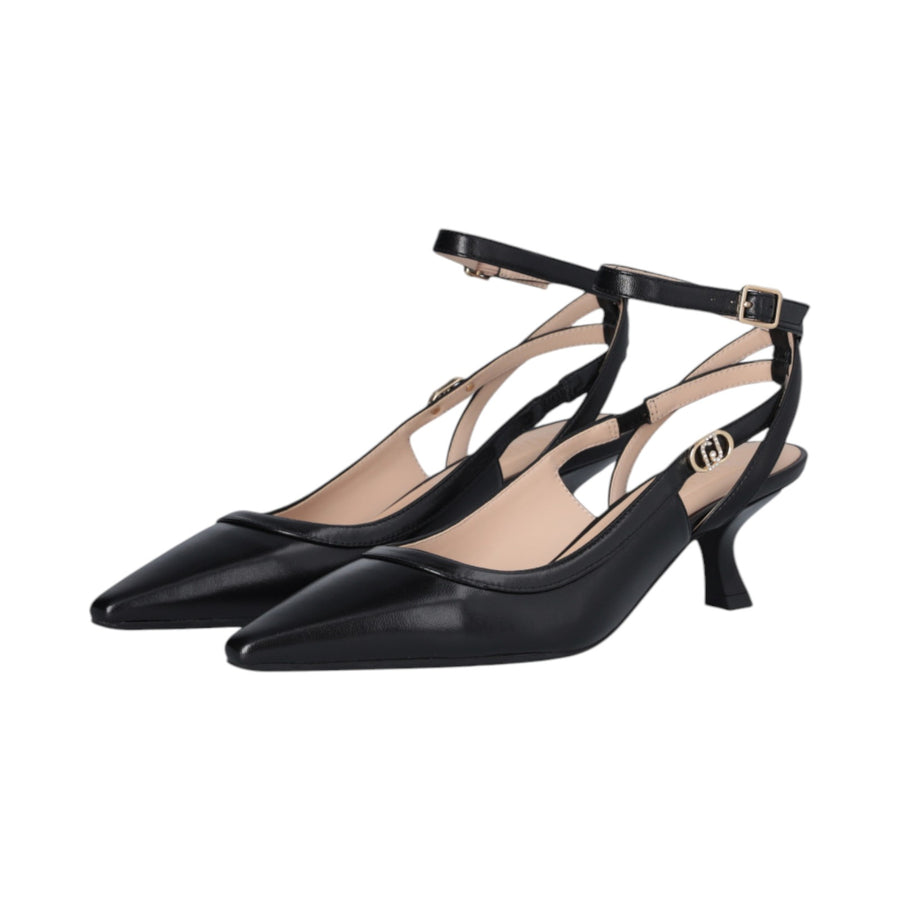 Slingback donna nero con tacco basso