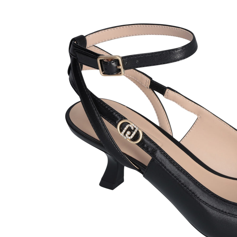 Slingback donna nero con tacco basso