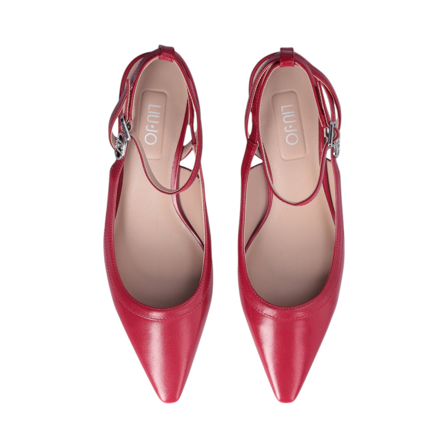 Slingback donna rosse con tacco basso