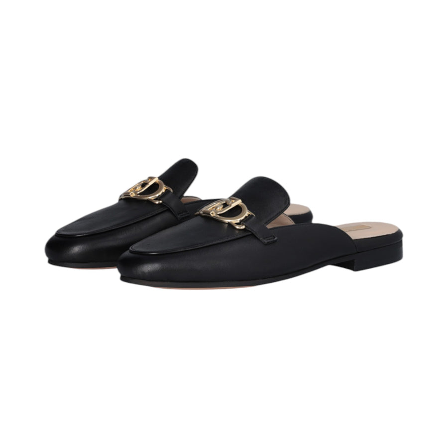 Slippers donna in pelle con logo