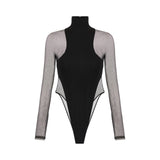 Body donna in jersey crêpe e tulle