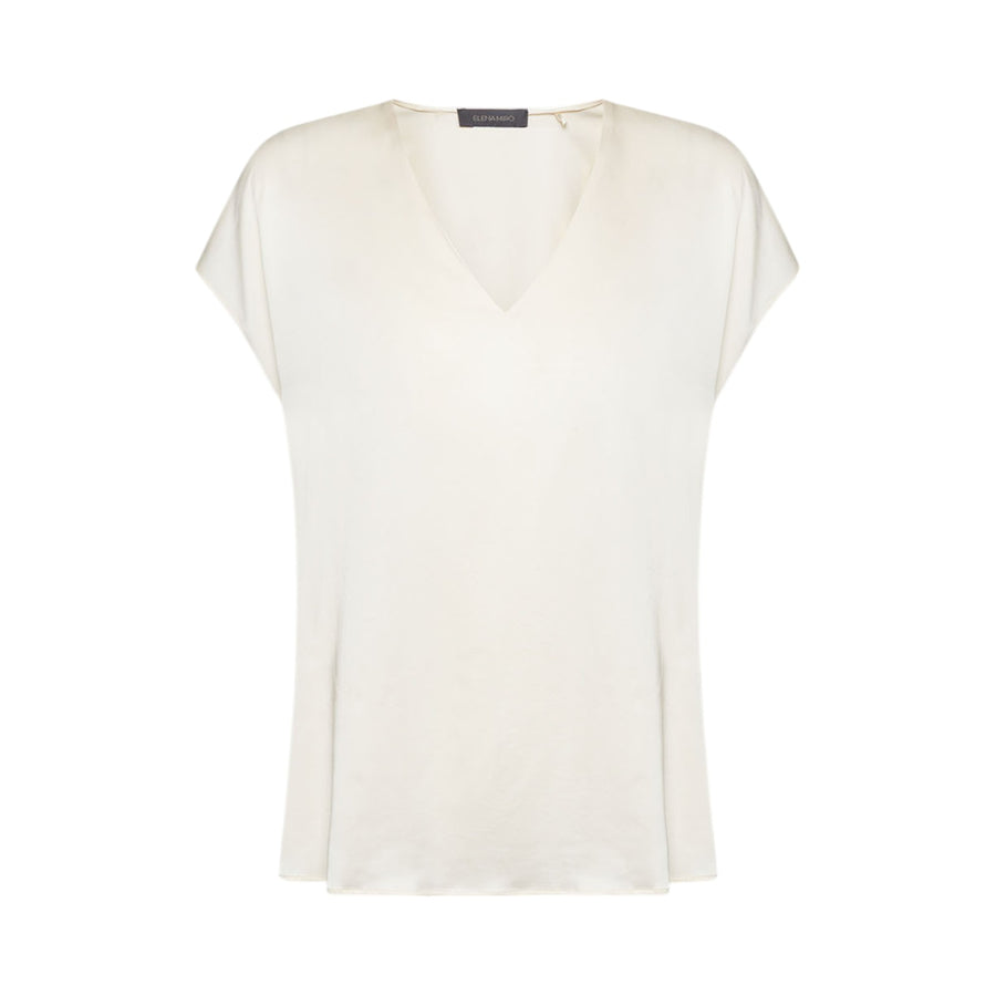 Blusa donna in raso con scollo a V