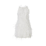 Abito donna corto con piume