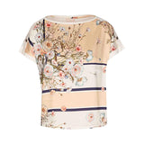 T-shirt donna con inserto in twill stampato
