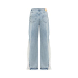 Jeans donna ampi in denim con pizzo