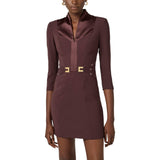 Abito donna in doppio crêpe stretch con elastici