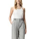 Top donna a costine con ricami gioiello