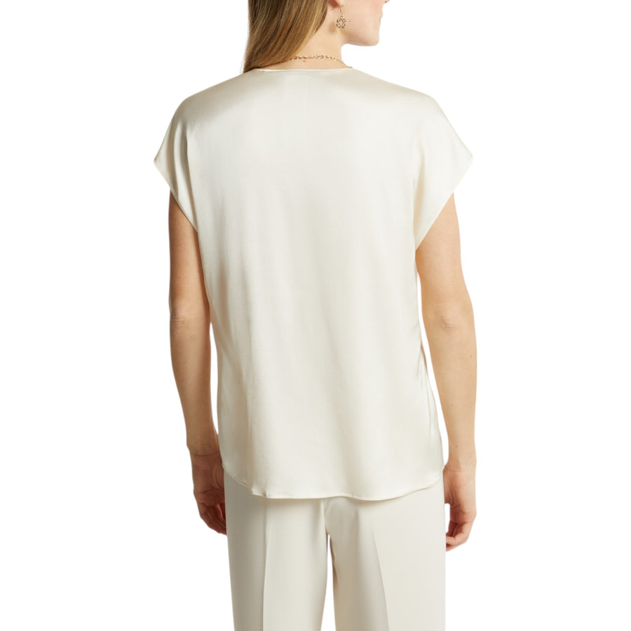 Blusa donna in raso con scollo a V