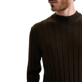 Maglia uomo mock neck con coste operate