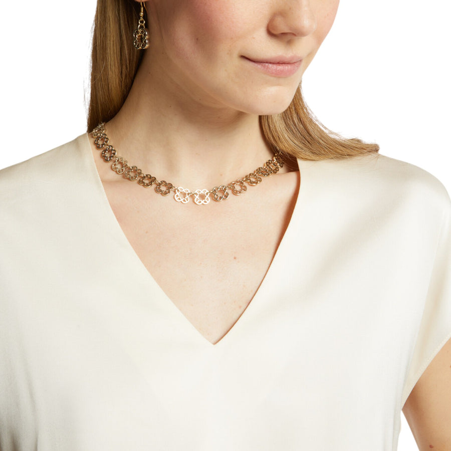 Blusa donna in raso con scollo a V